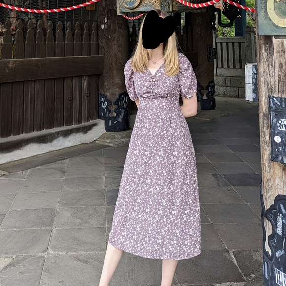 GRL Lavender Floral Dress Size Large - Picture 1 of 8